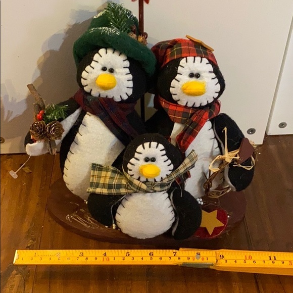 Plush penguin family on wooden base Holiday Decor - Picture 6 of 6